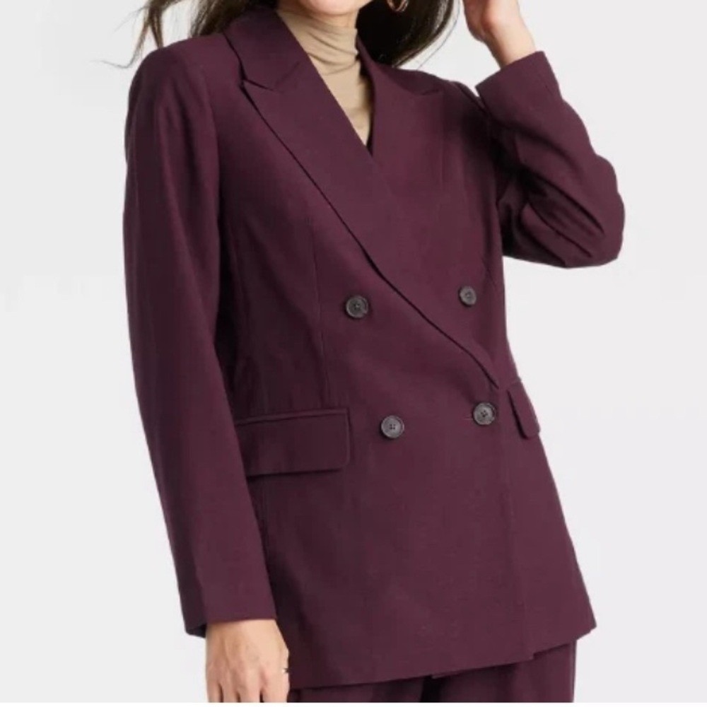 A New Day Burgundy Double Breasted Blazer Womens Small NWT Workwear Jacket